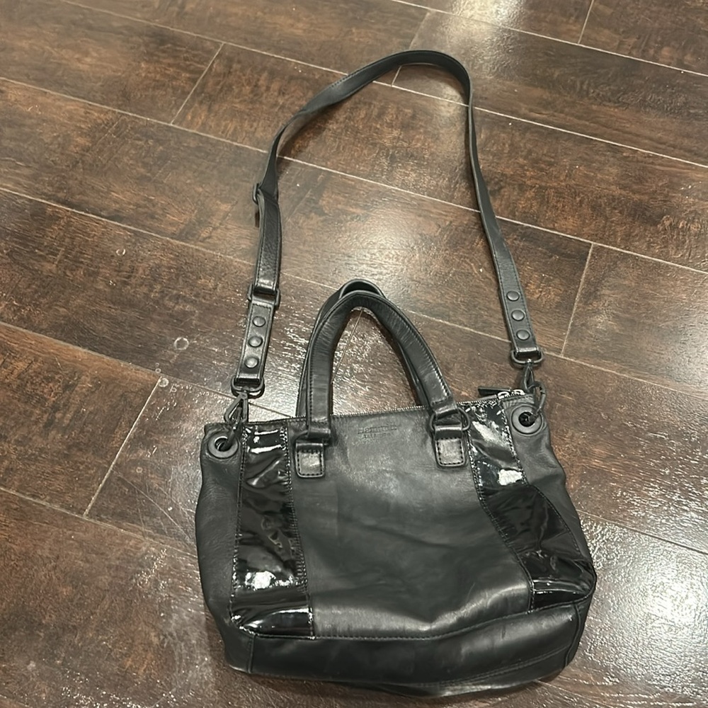 HAMMITT Jared Patent Leather Crossbody Shoulder Bag Chic Cool Moto Black